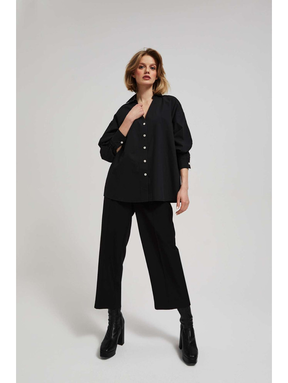 Moodo Černá halenka s ozdobnými knoflíky a nafouklými rukávy Moodo