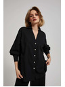 Moodo Černá halenka s ozdobnými knoflíky a nafouklými rukávy Moodo