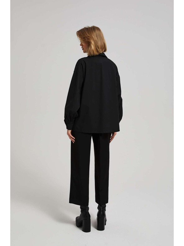 Moodo Černá halenka s ozdobnými knoflíky a nafouklými rukávy Moodo