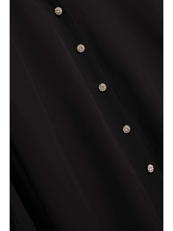 Moodo Černá halenka s ozdobnými knoflíky a nafouklými rukávy Moodo