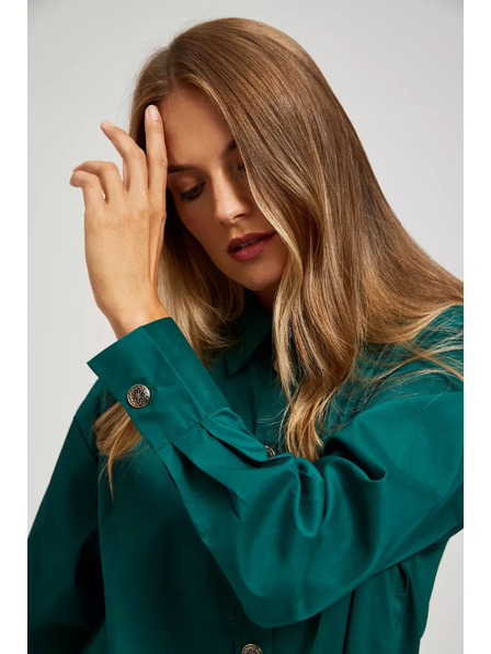 Moodo Smaragdová halenka s ozdobnými knoflíky Moodo