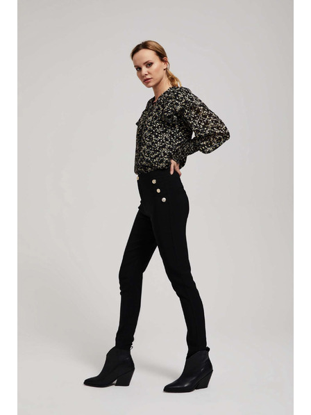 Moodo Vzorovaná košile s vázáním na výstřihu černá Moodo