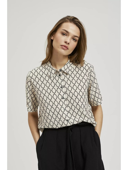 Moodo Béžová košile zapínaná na knoflíky se vzorem Moodo