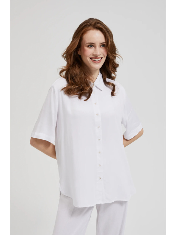 Moodo Bílá viskózová košile s límečkem Moodo