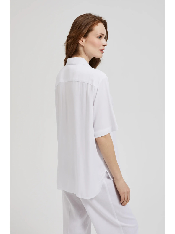 Moodo Bílá viskózová košile s límečkem Moodo