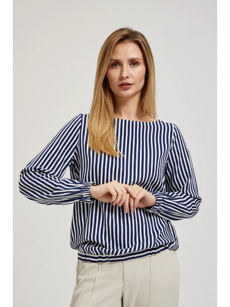 Moodo Bílo-tmavě modrá košile s kulatým výstřihem a tenkými ramínky Moodo