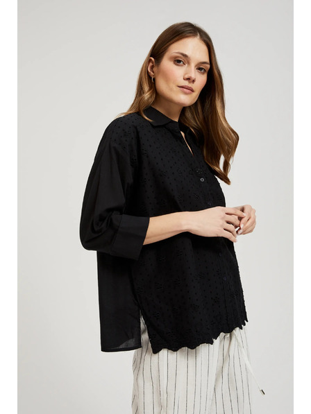Moodo Černá oversize košile na knoflíky Moodo