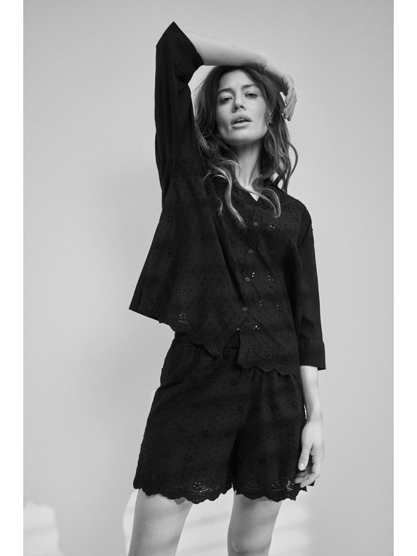 Moodo Černá oversize košile na knoflíky Moodo