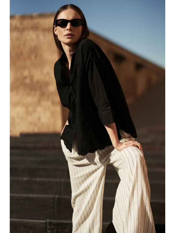 Moodo Černá oversize košile na knoflíky Moodo