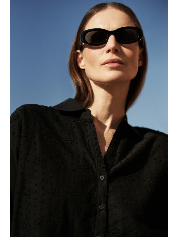 Moodo Černá oversize košile na knoflíky Moodo