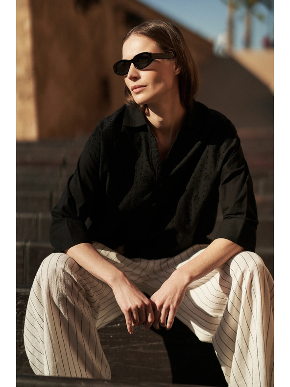 Moodo Černá oversize košile na knoflíky Moodo