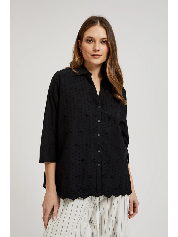 Moodo Černá oversize košile na knoflíky Moodo