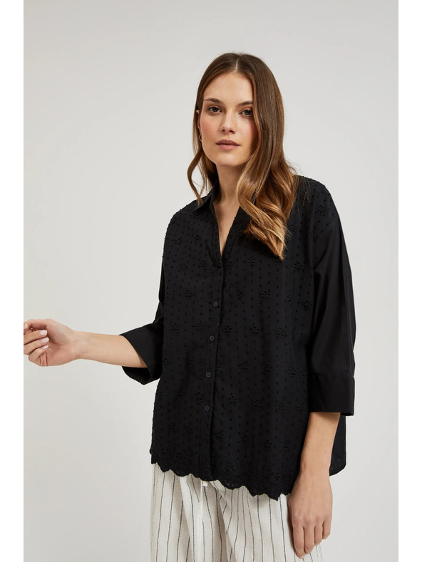 Moodo Černá oversize košile na knoflíky Moodo
