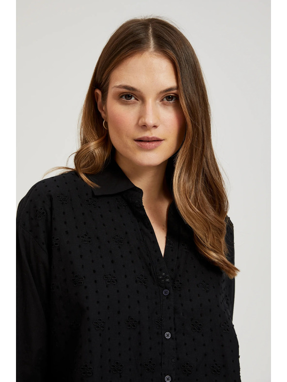 Moodo Černá oversize košile na knoflíky Moodo