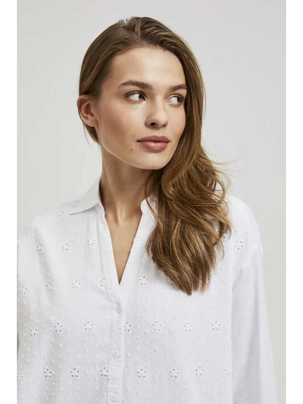 Moodo Bílá oversize košile s výstřihem do V Moodo