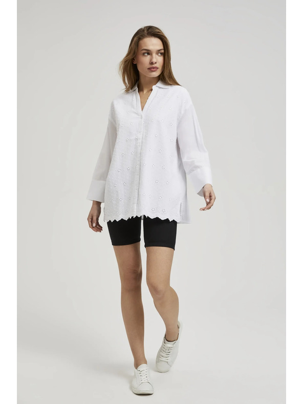 Moodo Bílá oversize košile s výstřihem do V Moodo