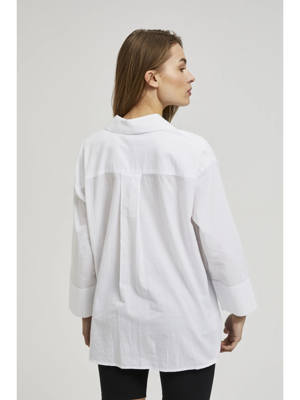 Moodo Bílá oversize košile s výstřihem do V Moodo