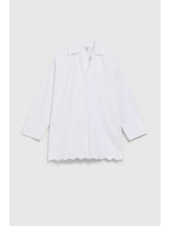 Moodo Bílá oversize košile s výstřihem do V Moodo