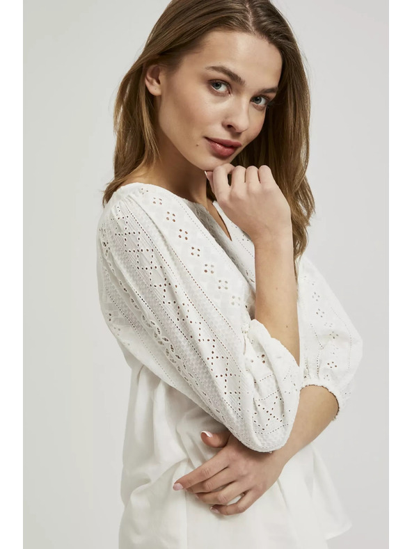 Moodo Bílá halenka s 3/4 rukávy Moodo