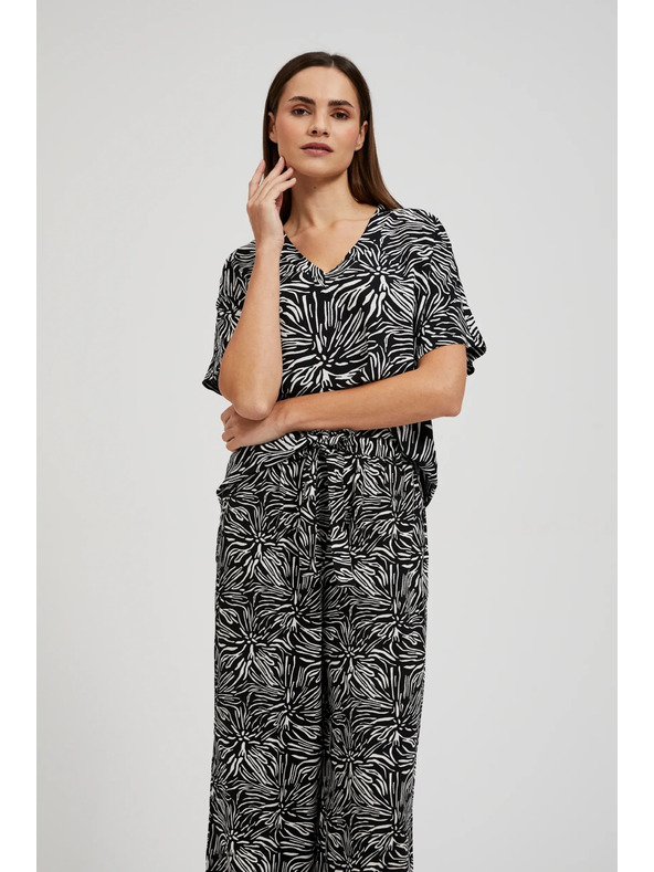 Moodo Viskózová košile se vzorem černá Moodo