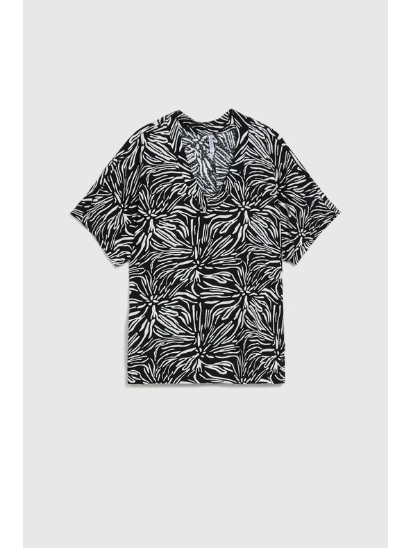 Moodo Viskózová košile se vzorem černá Moodo