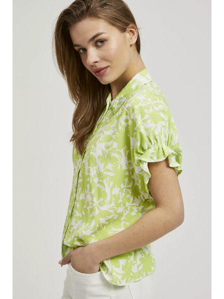 Moodo Zelená košile se zřaseným rukávem Moodo