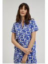 Moodo Modrá košile s límcem a rostlinným vzorem Moodo