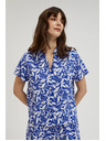 Moodo Modrá košile s límcem a rostlinným vzorem Moodo