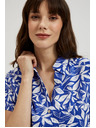Moodo Modrá košile s límcem a rostlinným vzorem Moodo