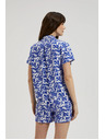 Moodo Modrá košile s límcem a rostlinným vzorem Moodo