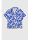 Moodo Modrá košile s límcem a rostlinným vzorem Moodo