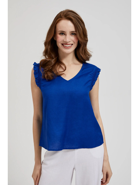 Moodo Modrá košile s volány na ramenou Moodo