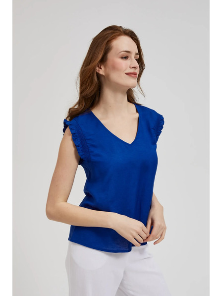 Moodo Modrá košile s volány na ramenou Moodo