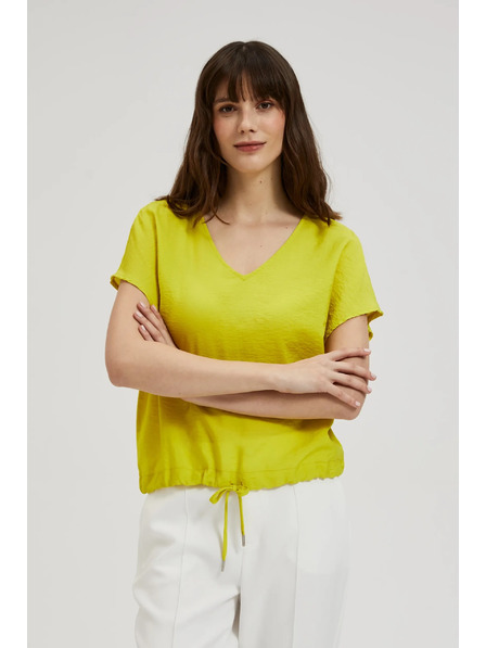 Moodo Košile s výstřihem do V a vázáním v pase limetková Moodo