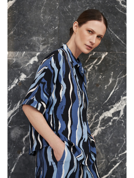 Moodo Vzorovaná košile s krátkými rukávy modrá Moodo