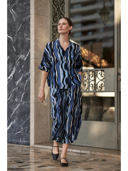 Moodo Vzorovaná košile s krátkými rukávy modrá Moodo