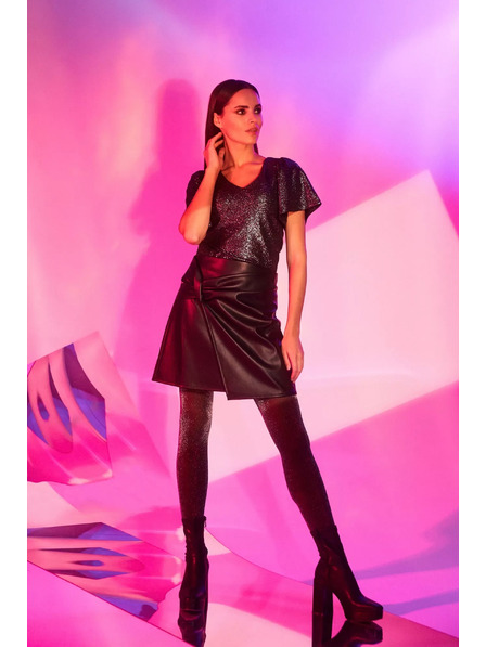 Moodo Áčková sukně z imitace kůže černá Moodo