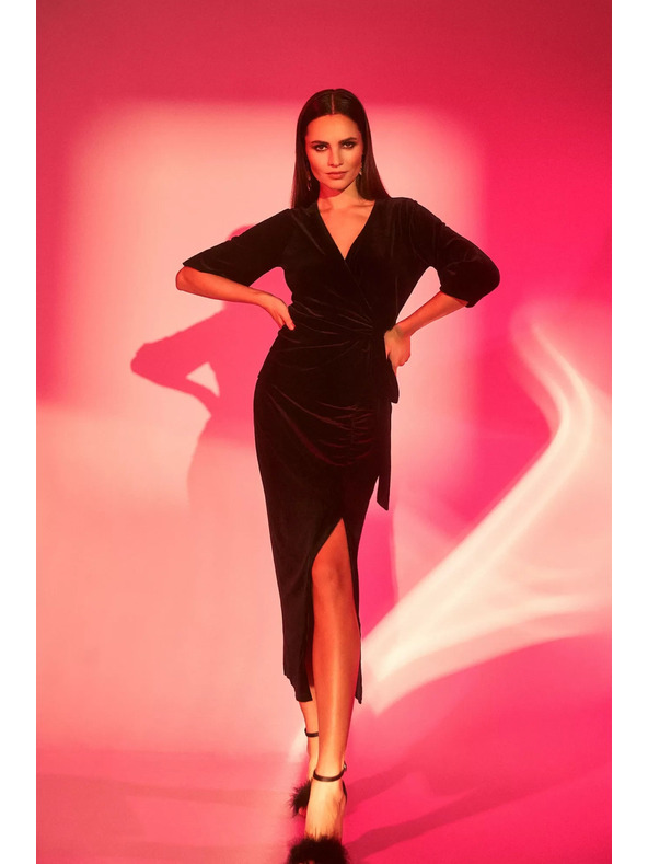 Moodo Sametová sukně s rozparkem Moodo