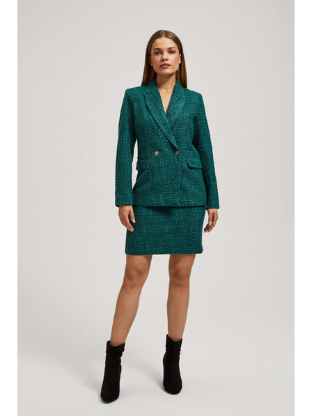 Moodo Sukně v tvídovém stylu s ozdobnými knoflíky smaragdová Moodo