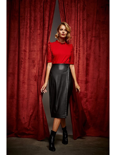 Moodo Midi sukně v imitaci kůže Moodo