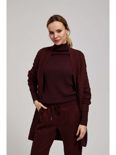 Moodo Dlouhý kardigan kaštanový Moodo