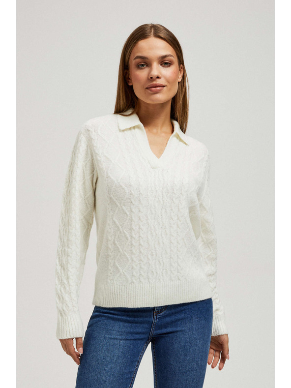 Moodo Svetr s výstřihem do V a límečkem Moodo