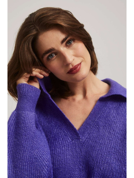 Moodo Svetr s výstřihem do V fialový Moodo