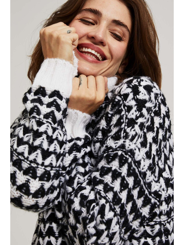 Moodo Svetr s rolákem černo-bílý Moodo