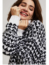 Moodo Svetr s rolákem černo-bílý Moodo