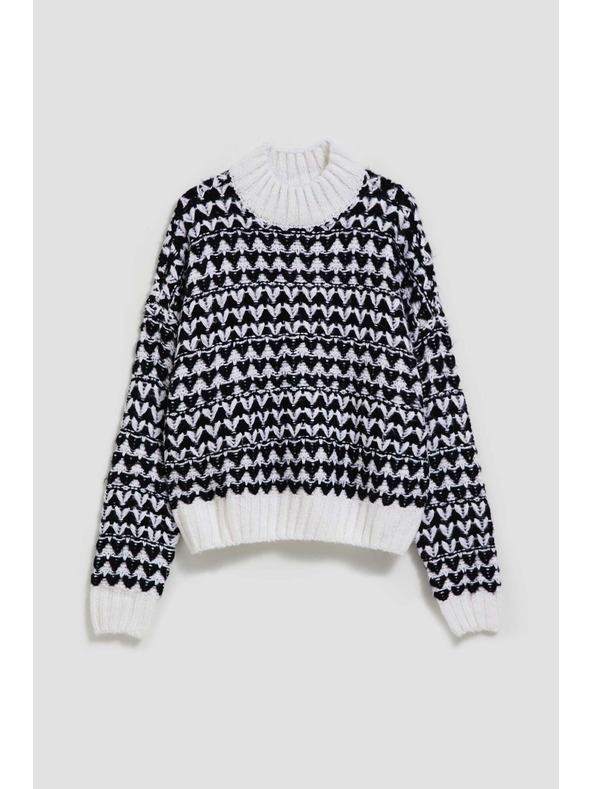 Moodo Svetr s rolákem černo-bílý Moodo