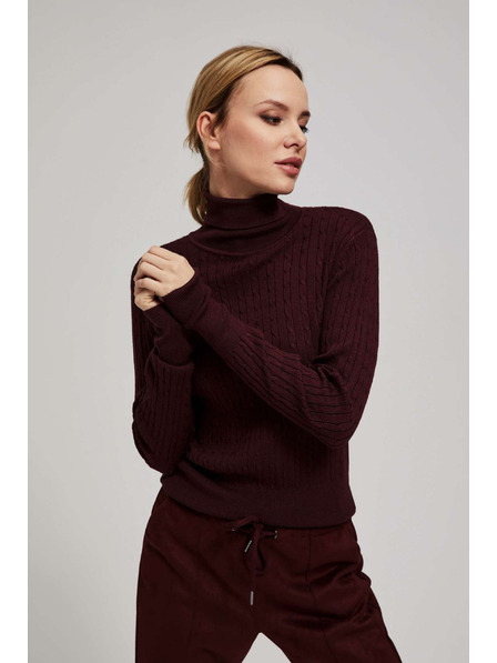 Moodo Tenký svetr s rolákem kaštanový Moodo