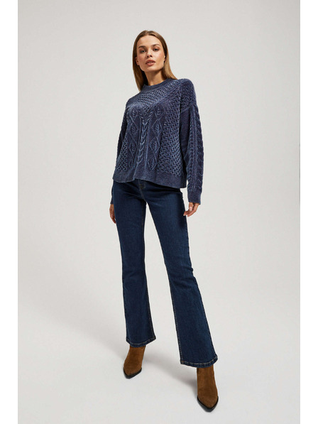 Moodo Svetr s ozdobným pletencem tmavě modrý Moodo