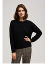 Moodo Svetr s ozdobným pletencem a dlouhými rukávy černý Moodo