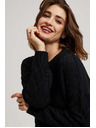 Moodo Svetr s ozdobným pletencem a dlouhými rukávy černý Moodo